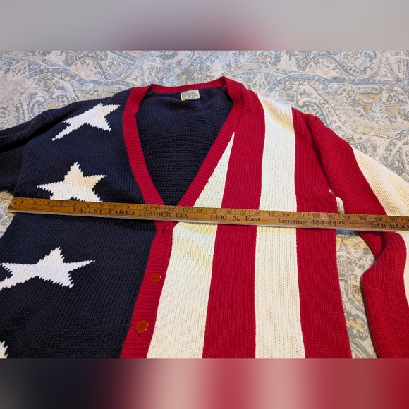 Casual Corner American Flag 100% Cotton Vintage cardigan Sweater - Picture 4 of 8